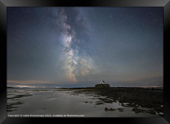 Church in the sea, milky way Framed Print by Katie McGuinness