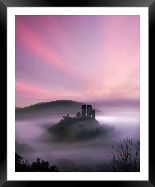Corfe in the Pink Framed Mounted Print by David Neighbour