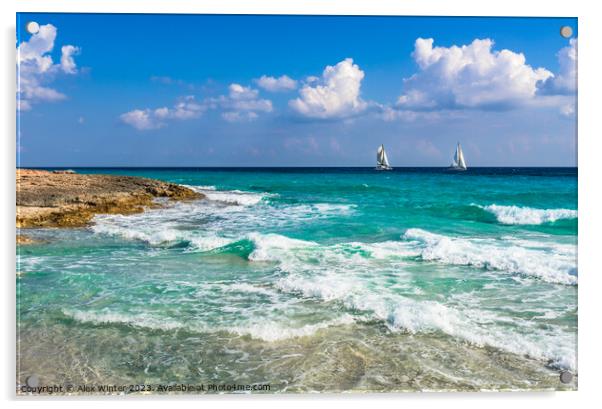 Beautiful seascape with two sailboats Acrylic by Alex Winter