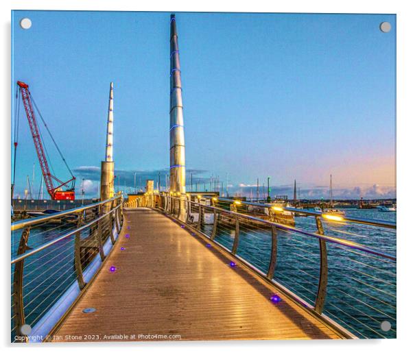 Torquay harbour footbridge  Acrylic by Ian Stone