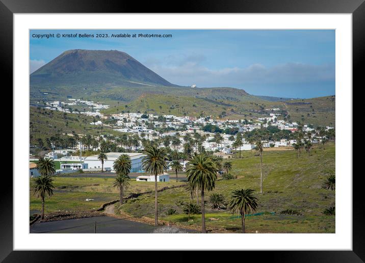 Landscape view on the small town of Haria on the Spanish Canary island Lanzarote. Framed Mounted Print by Kristof Bellens