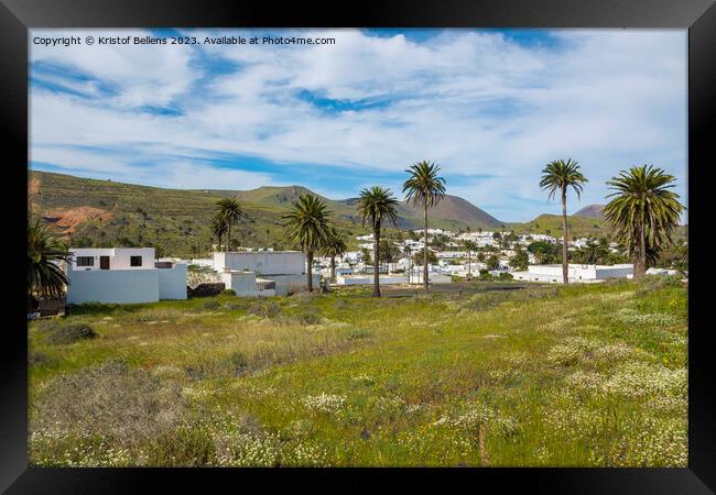 Landscape view on the small town of Haria on the Spanish Canary island Lanzarote. Framed Print by Kristof Bellens