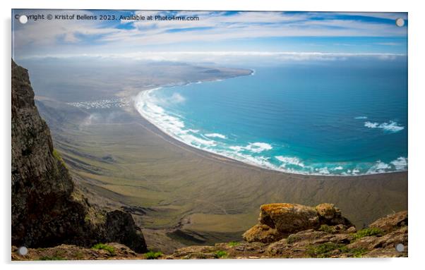 Mirador Rincon de Haria, view on the dramatic northern coastline of the Canary island Lanzarote Acrylic by Kristof Bellens