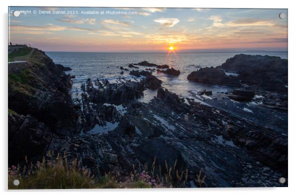 Majestic Sunset at Hartland Quay Acrylic by Derek Daniel