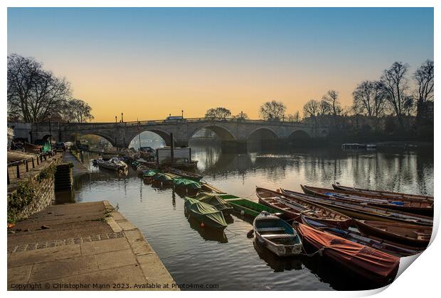 Richmond Bridge, River Thames, London, England Print by Chris Mann