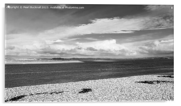 Menai Strait Wales Coastal Landscape Pano Mono Acrylic by Pearl Bucknall