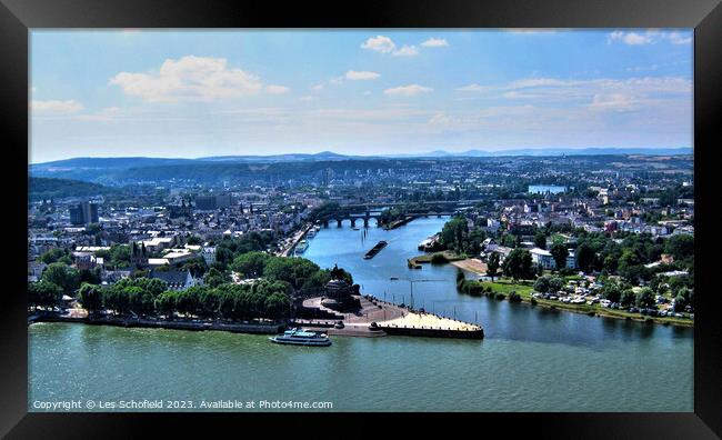 Majestic View of Koblenz Framed Print by Les Schofield
