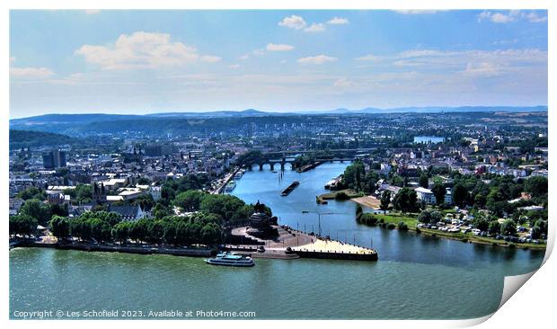 Majestic View of Koblenz Print by Les Schofield
