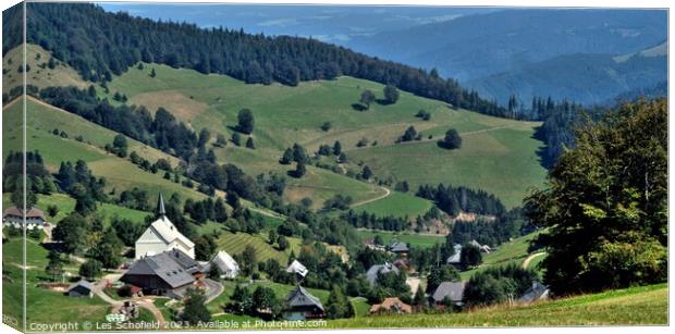 A View of a village in the Black Forest Germany Canvas Print by Les Schofield