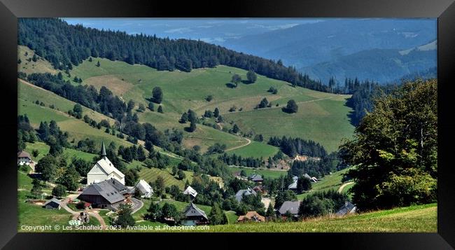 A View of a village in the Black Forest Germany Framed Print by Les Schofield