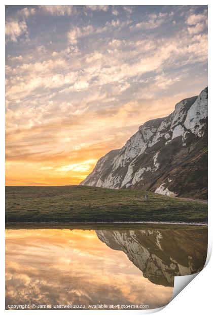 Reflecting skies : samphire Hoe, Dover Print by James Eastwell