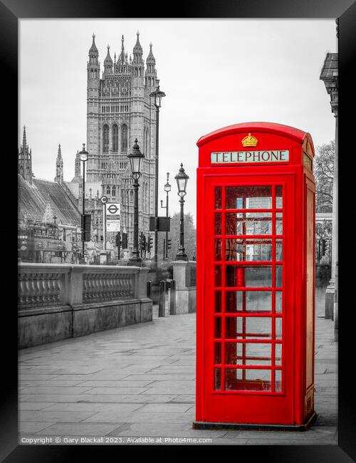 London Red Phonebox Framed Print by Gary Blackall