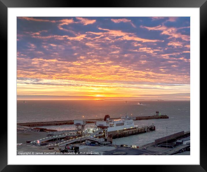 Dover Docks - sunrise fire  Framed Mounted Print by James Eastwell