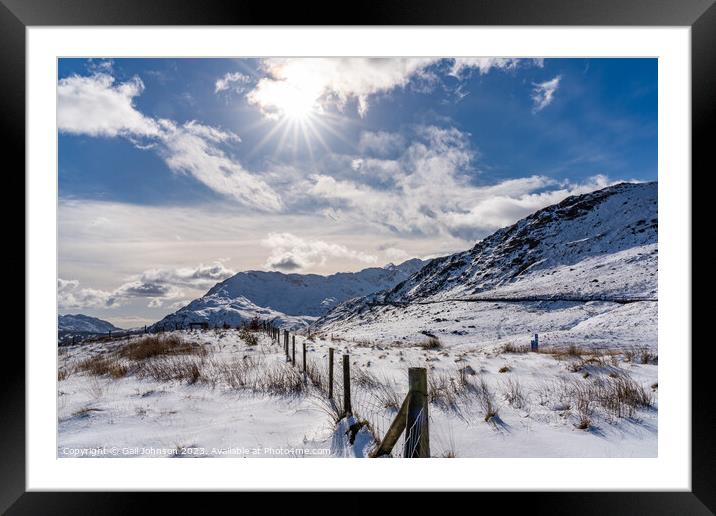 Winter in Snowdonia after a fall of snow  Framed Mounted Print by Gail Johnson