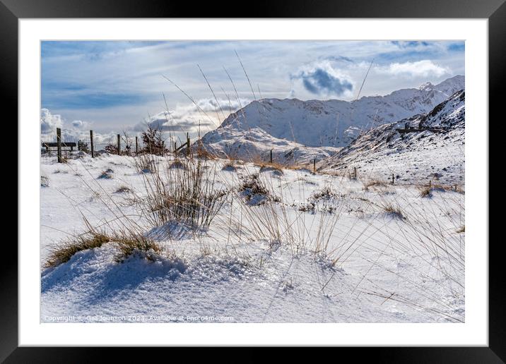 Winter in Snowdonia after a fall of snow  Framed Mounted Print by Gail Johnson