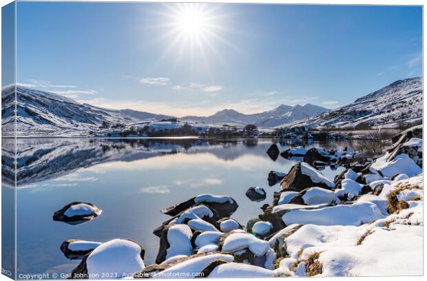 Winter in Snowdonia after a fall of snow  Canvas Print by Gail Johnson