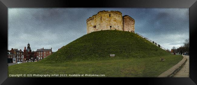 Clifford's Tower York Panorama In Oil Framed Print by GJS Photography Artist
