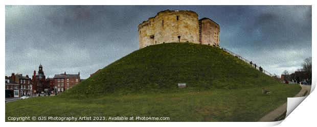 Clifford's Tower York Panorama In Oil Print by GJS Photography Artist