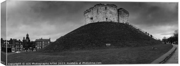 Clifford's Tower York Panorama Black and White Canvas Print by GJS Photography Artist