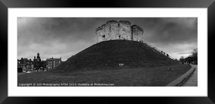 Clifford's Tower York Panorama Black and White Framed Mounted Print by GJS Photography Artist