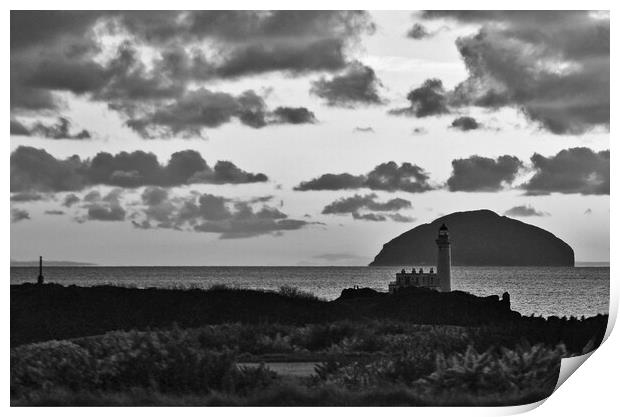 Turnberry sunset, cloud contrasts (black&white) Print by Allan Durward Photography