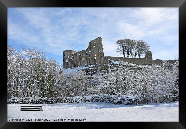 Barnard Castle in Winter, Teesdale, County Durham, UK Framed Print by David Forster