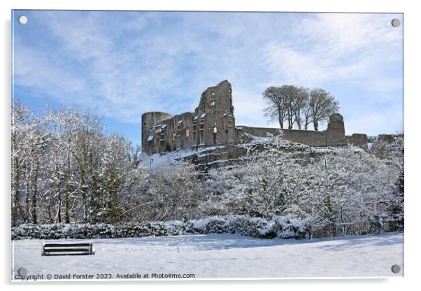 Barnard Castle in Winter, Teesdale, County Durham, UK Acrylic by David Forster