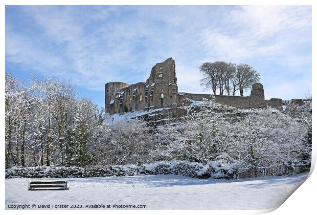 Barnard Castle in Winter, Teesdale, County Durham, UK Print by David Forster
