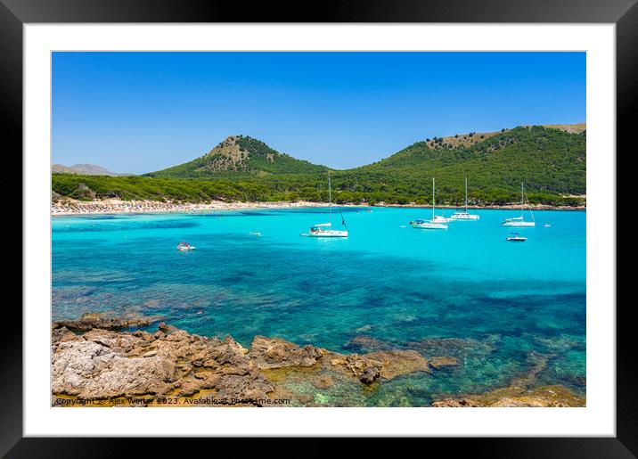 Beach of Cala Angulla Mallorca island Spain Framed Mounted Print by Alex Winter