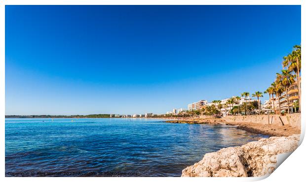 Spain Majorca island, beach coast of Cala Millor Print by Alex Winter