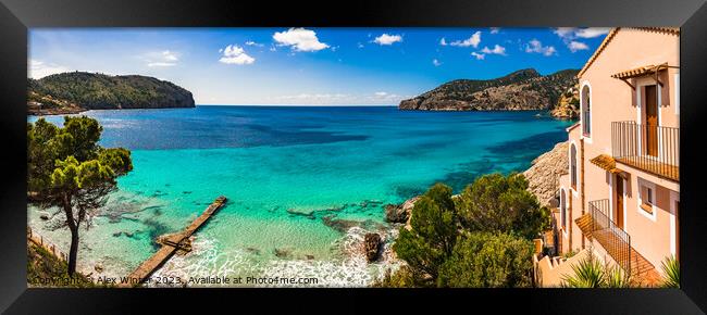 Idyllic sea view of bay in Camp de Mar Mallorca Framed Print by Alex Winter