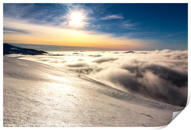 Snowdonia inversion winter walk Print by John Henderson