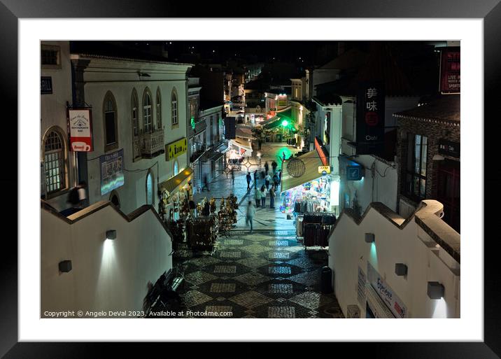 Tunnel Street at Night in Albufeira Framed Mounted Print by Angelo DeVal