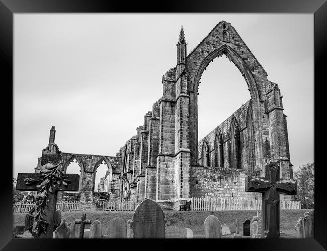Bolton Abbey in black and white Framed Print by Jason Wells