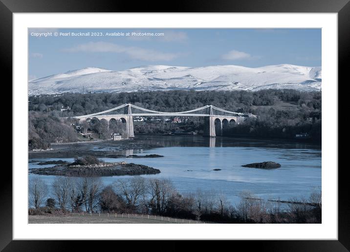Menai Strait and Mountains from Anglesey Framed Mounted Print by Pearl Bucknall