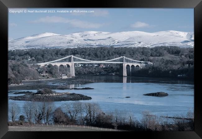 Menai Strait and Mountains from Anglesey Framed Print by Pearl Bucknall