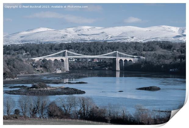 Menai Strait and Mountains from Anglesey Print by Pearl Bucknall
