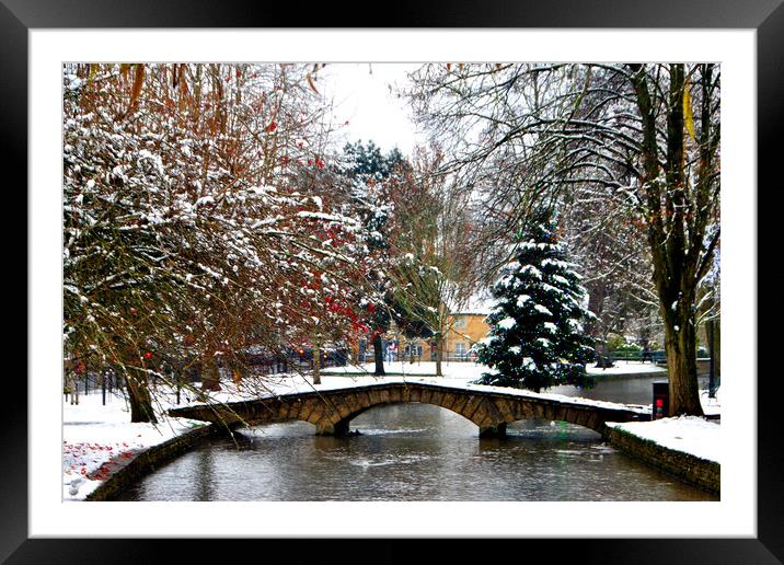 Bourton on the Water Christmas Tree Cotswolds Framed Mounted Print by Andy Evans Photos