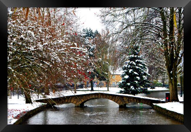 Bourton on the Water Christmas Tree Cotswolds Framed Print by Andy Evans Photos