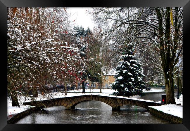 Bourton on the Water Christmas Tree Cotswolds Framed Print by Andy Evans Photos