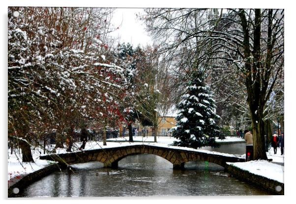 Enchanting Christmas Tree in Bourton on the Water Acrylic by Andy Evans Photos