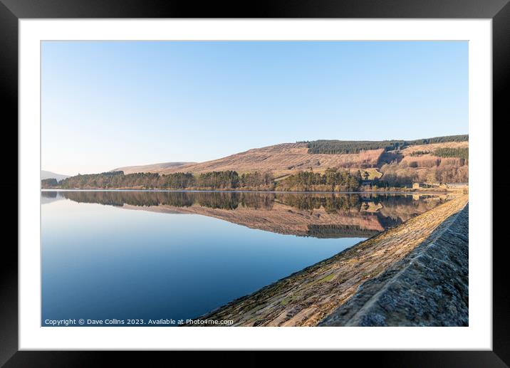 Reflections in Catcleugh Reservoir on a very calm day in Northumberland, England Framed Mounted Print by Dave Collins
