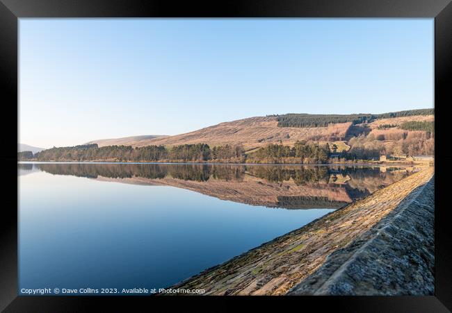 Reflections in Catcleugh Reservoir on a very calm day in Northumberland, England Framed Print by Dave Collins