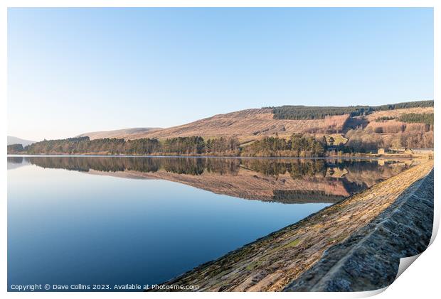 Reflections in Catcleugh Reservoir on a very calm day in Northumberland, England Print by Dave Collins