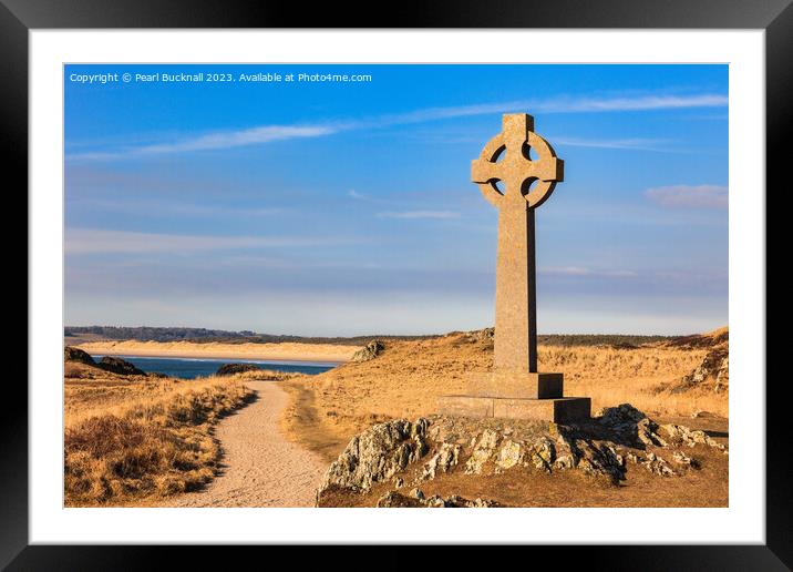 Llanddwyn Island Celtic Cross Anglesey Walk Framed Mounted Print by Pearl Bucknall