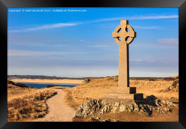 Llanddwyn Island Celtic Cross Anglesey Walk Framed Print by Pearl Bucknall
