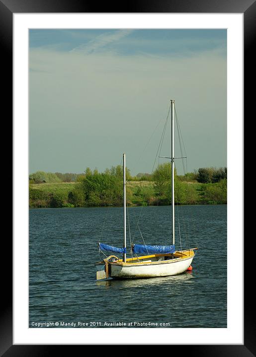 Small Dinghy on Lake Framed Mounted Print by Mandy Rice
