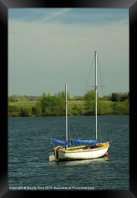 Small Dinghy on Lake Framed Print by Mandy Rice