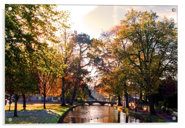 Bourton on the Water Autumn Trees Cotswolds Acrylic by Andy Evans Photos