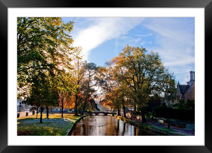 Bourton on the Water Autumn Trees Cotswolds Framed Mounted Print by Andy Evans Photos